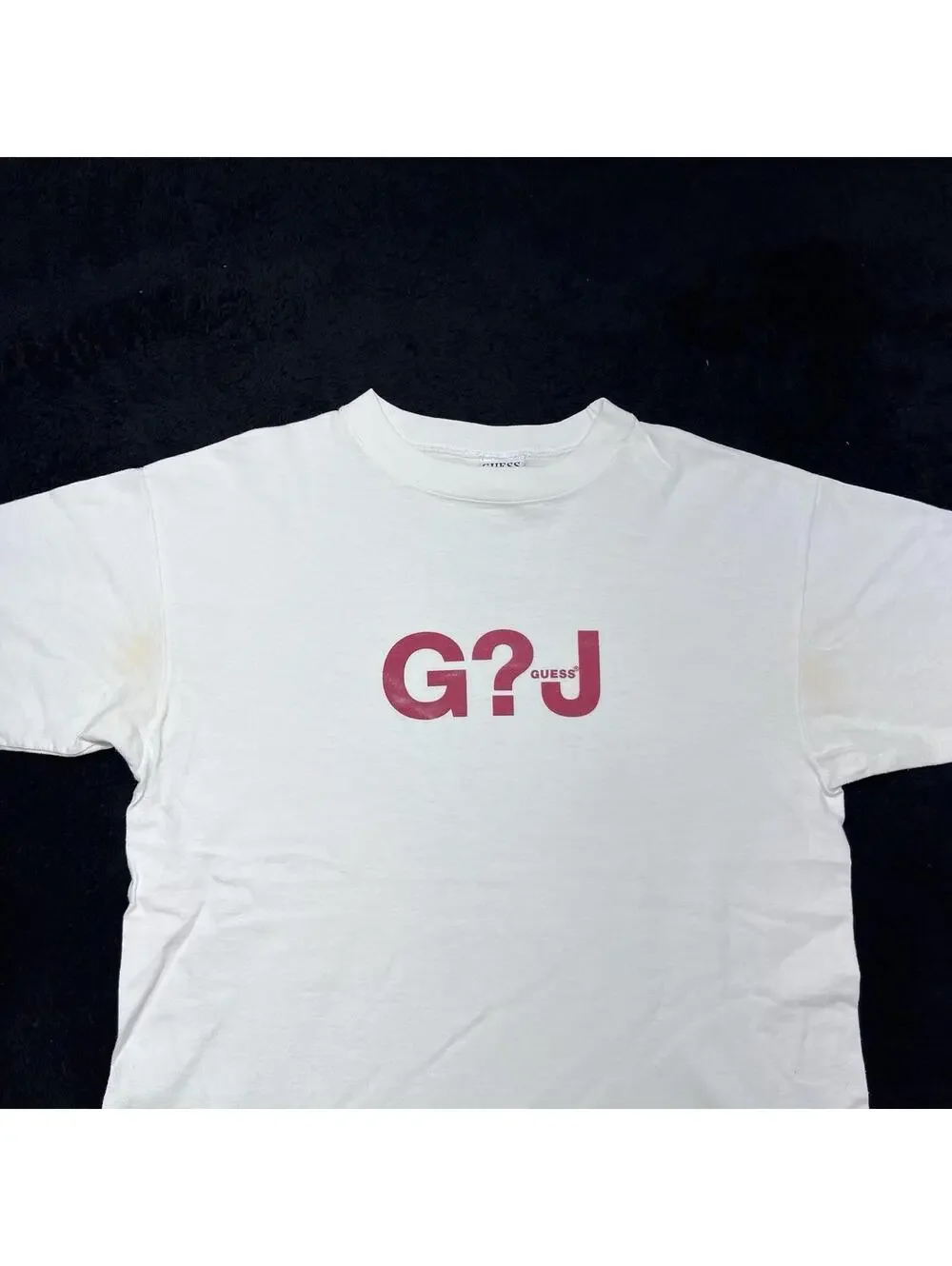 Vintage 90S Guess Jeans Company Spell Out Logo Made In Usa Mens White Tee Medium - Picture 7 of 7